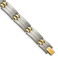 Chisel Titanium Brushed and Polished Yellow IP-Plated Bracelet, 8.5" view 1