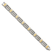 Chisel Titanium Brushed and Polished Yellow IP-Plated Bracelet, 8.5" view 3