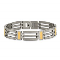Chisel Titanium Brushed and Polished Yellow IP-Plated Bracelet, 8.5" view 4