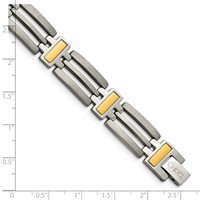 Chisel Titanium Brushed and Polished Yellow IP-Plated Bracelet, 8.5" view 5