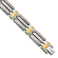 Chisel Titanium Brushed and Polished Yellow IP-Plated Bracelet, 8.5" view 1
