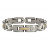 Chisel Titanium Bracelet with 14K Gold Inlay Brushed, 8.5" view 4