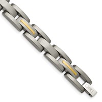 Chisel Titanium Bracelet with 14K Gold Inlay Brushed, 8.5" view 1