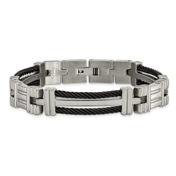 Chisel Titanium Polished Black IP-plated 8.5 inch Bracelet