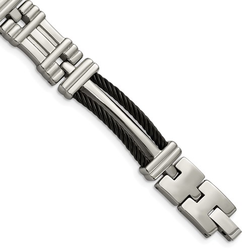 Chisel Titanium Polished Black IP-plated Bracelet, 8.5"