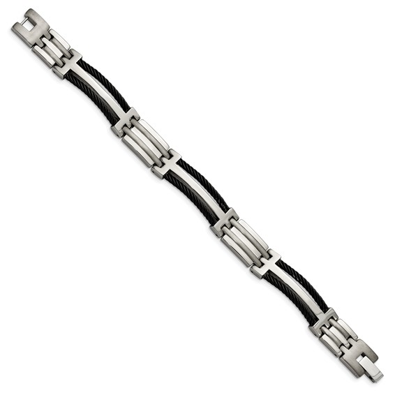 Chisel Titanium Brushed and Polished Black IP-plated 8.5 inch Bracelet