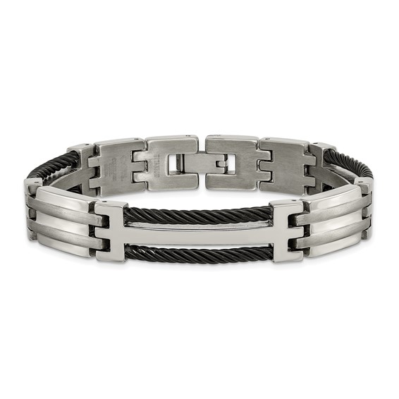 Chisel Titanium Brushed and Polished Black IP-plated 8.5 inch Bracelet