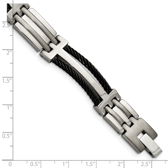 Chisel Titanium Brushed and Polished Black IP-plated 8.5 inch Bracelet