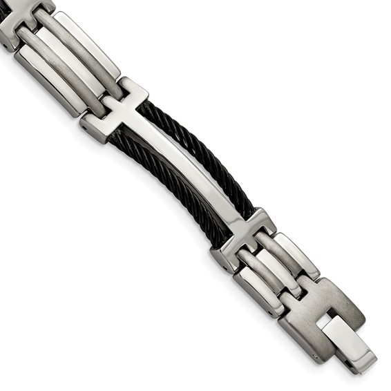 Chisel Titanium Brushed and Polished Black IP-plated 8.5 inch Bracelet