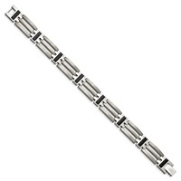 Chisel Titanium Brushed and Polished Black IP-plated Bracelet, 8.5" view 3