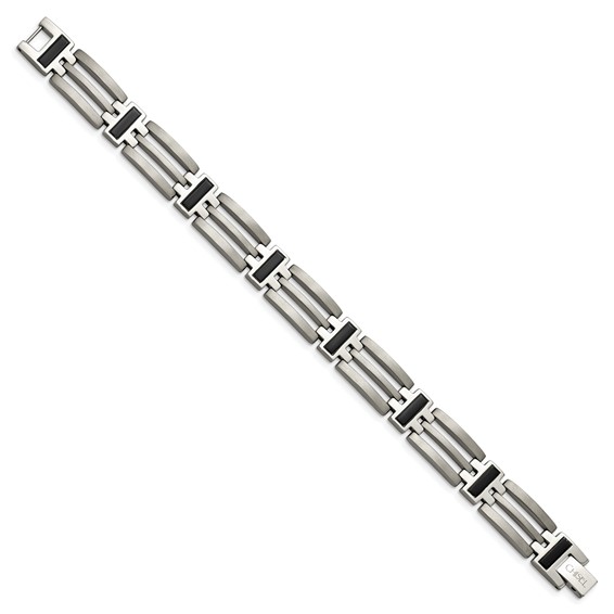 Chisel Titanium Brushed and Polished Black IP-plated 8.5 inch Bracelet