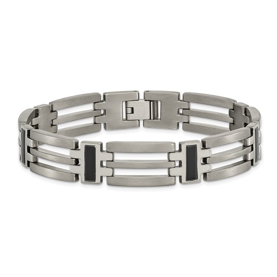 Chisel Titanium Brushed and Polished Black IP-plated 8.5 inch Bracelet