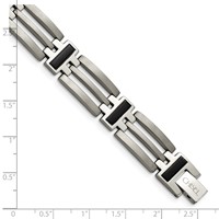 Chisel Titanium Brushed and Polished Black IP-plated Bracelet, 8.5" view 5
