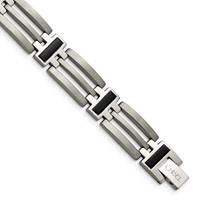Chisel Titanium Brushed and Polished Black IP-plated Bracelet, 8.5" view 1