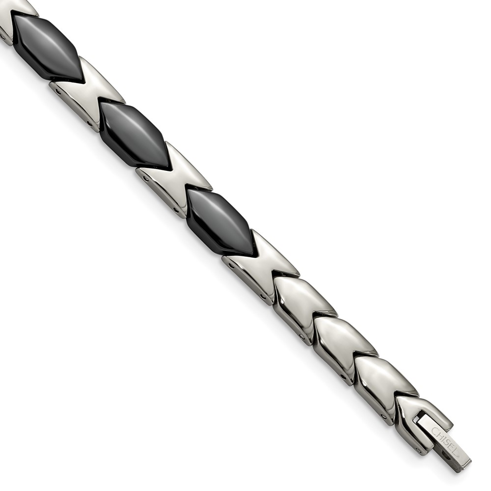 Titanium Polished w/Black Ceramic 7.5in Bracelet