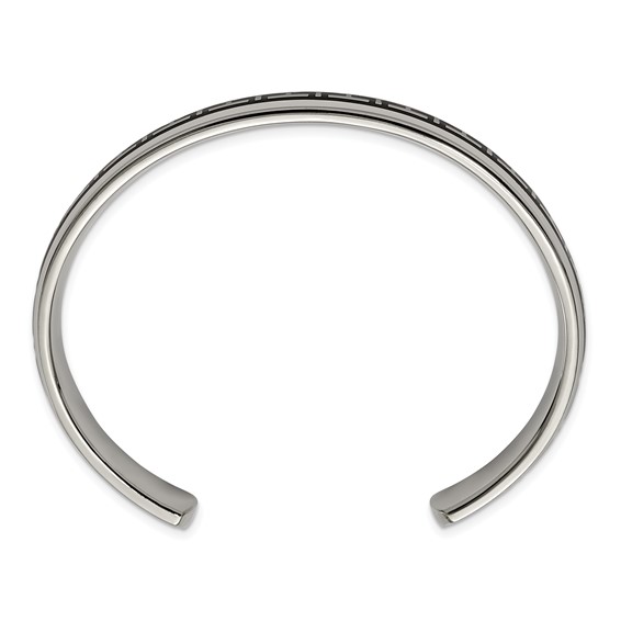 Chisel Titanium Polished with Black Rubber Design Cuff Bangle