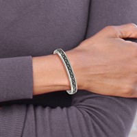 Chisel Titanium Polished Bangle with Black Rubber Design Cuff view 5