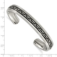 Chisel Titanium Polished Bangle with Black Rubber Design Cuff view 4