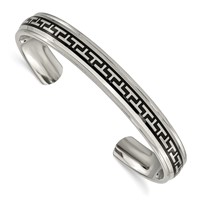 Chisel Titanium Polished Bangle with Black Rubber Design Cuff view 1