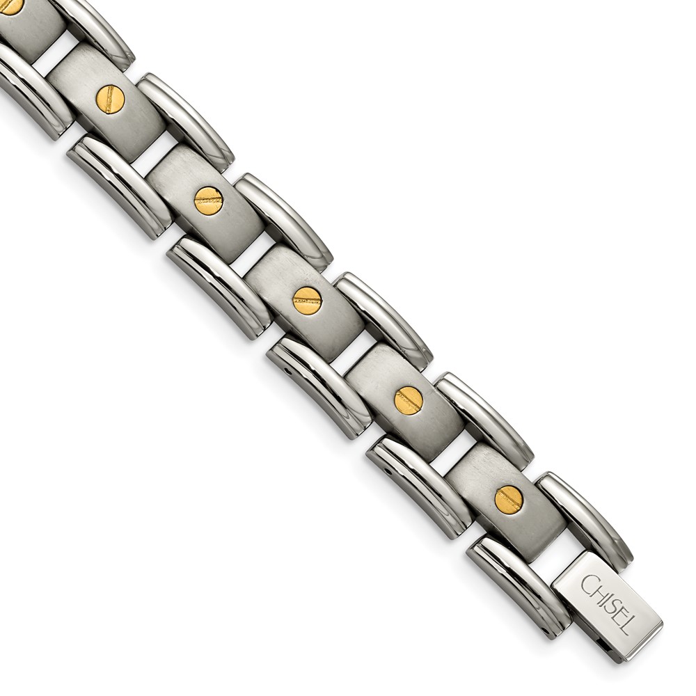 Titanium w/14k Inlay Brushed and Polished 8.25in Bracelet