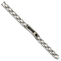 Chisel Titanium Bracelet with 14K Gold Brushed and Polished with Black Onyx.05 Carat Diamond, 8.75" view 3