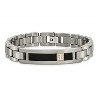 Chisel Titanium Bracelet with 14K Gold Brushed and Polished with Black Onyx.05 Carat Diamond, 8.75" view 4