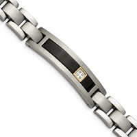 Chisel Titanium Bracelet with 14K Gold Brushed and Polished with Black Onyx.05 Carat Diamond, 8.75" view 1