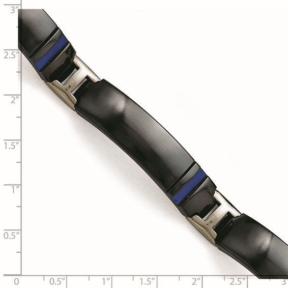 Titanium Black Ti Polished Blue Annodized Bracelet