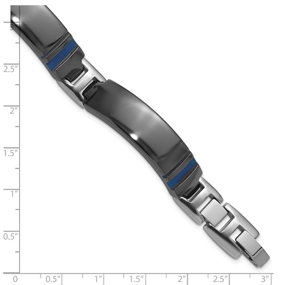 Titanium Black Ti Polished Blue Annodized Bracelet