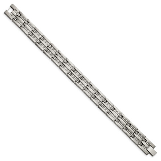 Chisel Titanium Polished and Textured 8.5 inch Link Bracelet