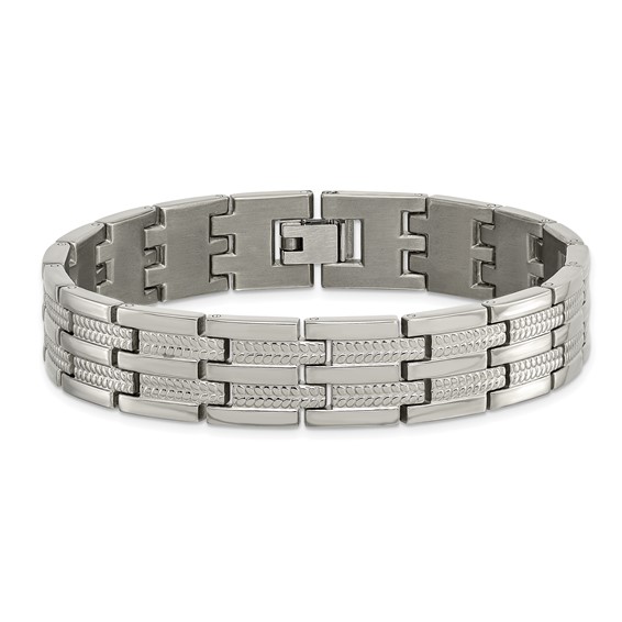 Chisel Titanium Polished and Textured 8.5 inch Link Bracelet