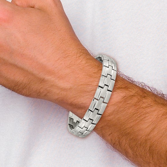 Chisel Titanium Brushed and Polished 8.5 inch Link Bracelet