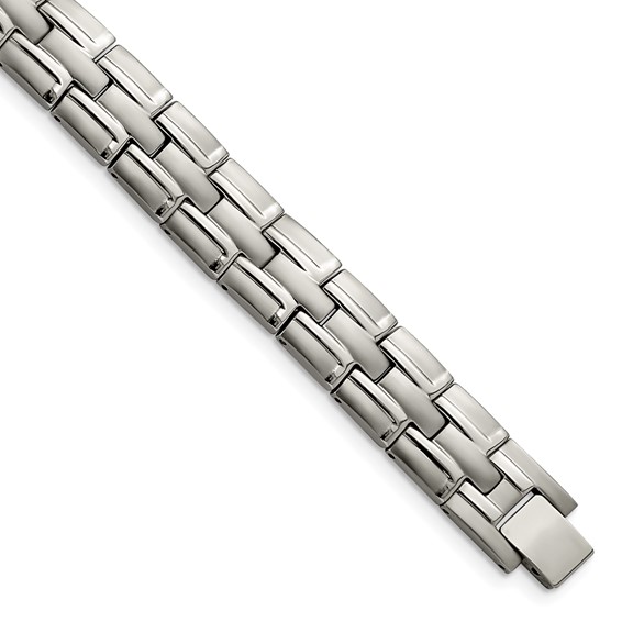 Chisel Titanium Brushed and Polished 8.5 inch Link Bracelet