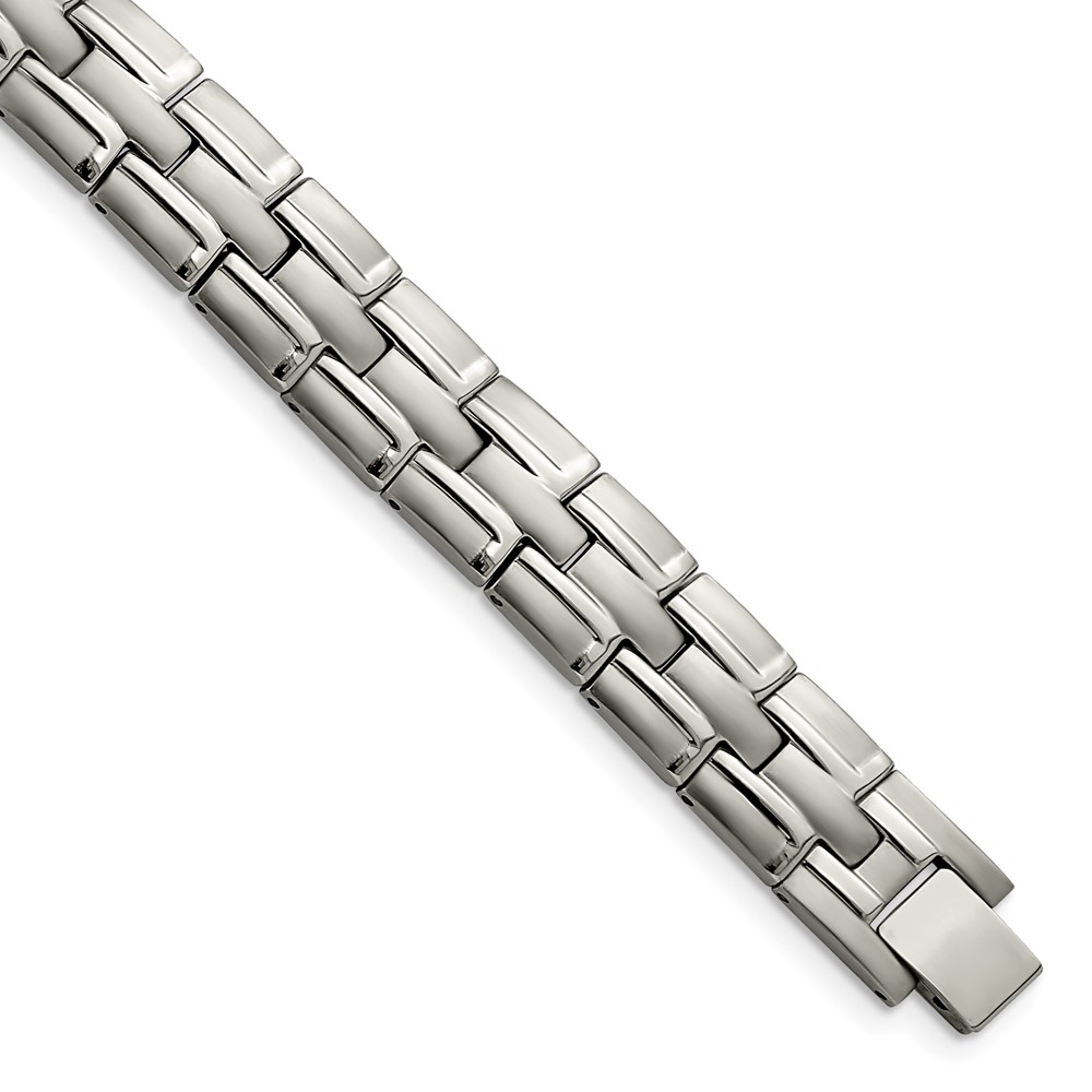 Titanium Brushed and Polished w/Syn. Germanium 8.5in Link Bracelet