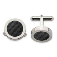 Chsisel Titanium Polished with Black Carbon Fiber Inlay Cuff Links view 1