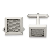 Chisel Titanium Polished and Hammered Cuff Links view 1