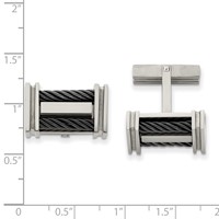 Chisel Titanium Polished Black IP-plated Wire Cuff Links view 3