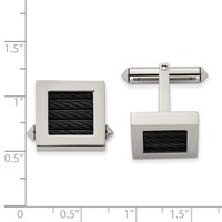 Chisel Titanium Polished Black IP-plated Wire Cufflinks view 3