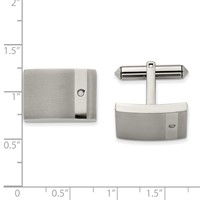 Chisel Titanium Brushed and Polished with CZ Cufflinks view 3