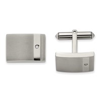 Chisel Titanium Brushed and Polished with CZ Cufflinks view 1
