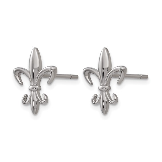 Chisel Titanium Polished Fleur de lis Post Earrings