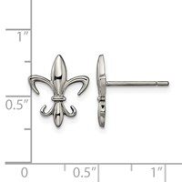 Chisel Titanium Polished Fleur De Lis Post Earrings view 5