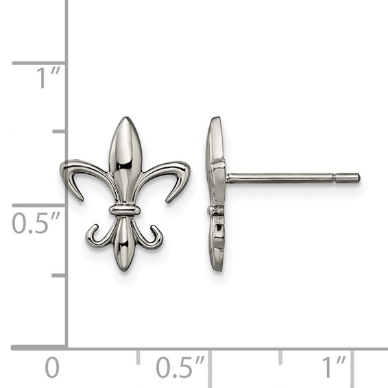 Chisel Titanium Polished Fleur de lis Post Earrings