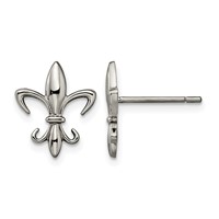 Chisel Titanium Polished Fleur De Lis Post Earrings view 1