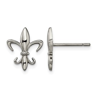 Chisel Titanium Polished Fleur de lis Post Earrings
