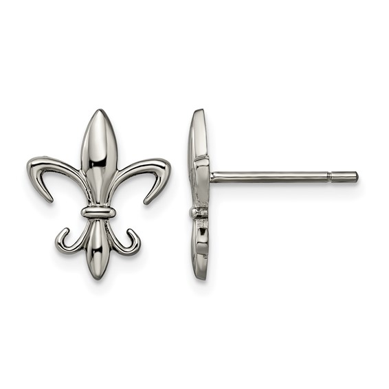 Chisel Titanium Polished Fleur de lis Post Earrings