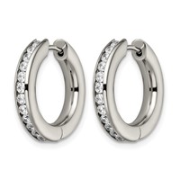 Chisel Titanium Polished CZ Hinged Hoop Earrings view 3
