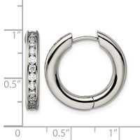 Chisel Titanium Polished CZ Hinged Hoop Earrings view 5