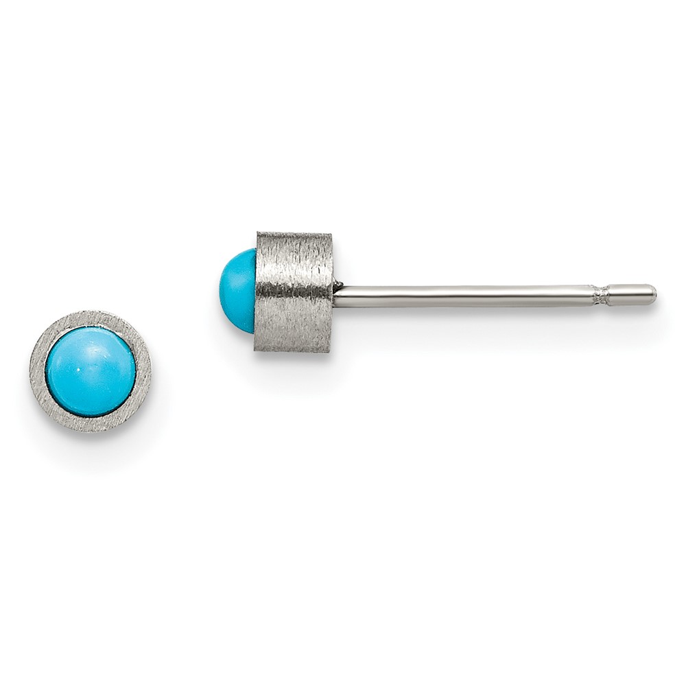Titanium Brushed Turquoise 4mm Stud Earrings