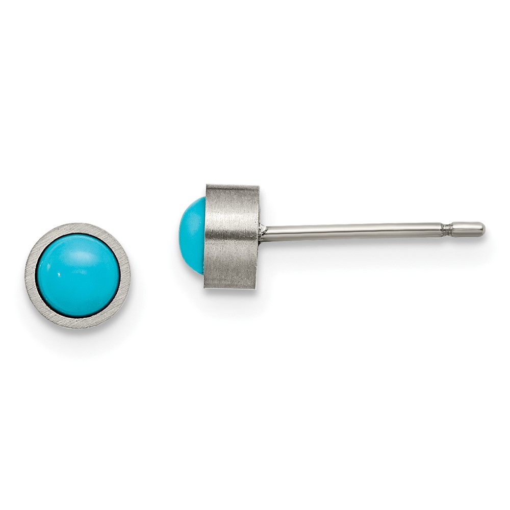 Titanium Brushed Turquoise 5mm Stud Earrings